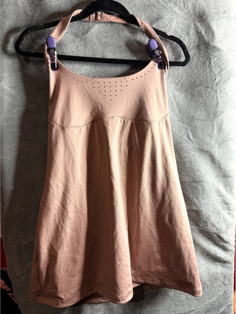 Victoria’s Secret VSX Sport Tennis Workout Dress L Taupe Built In Shorts NWOT